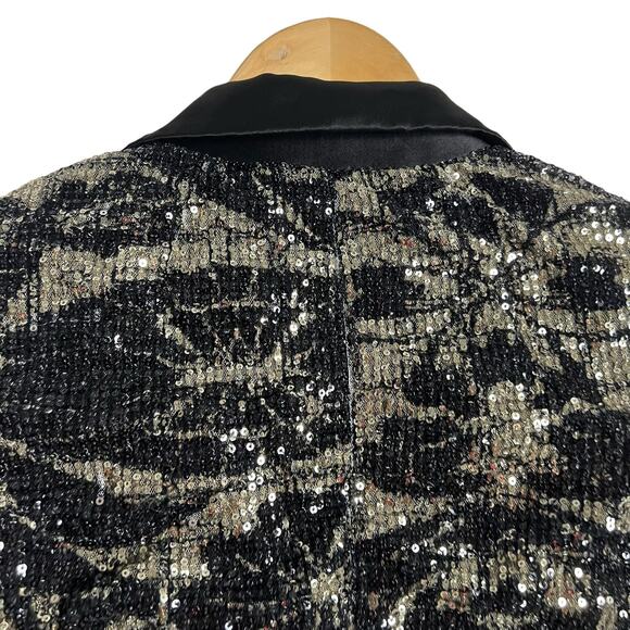 Rotate Birger Christensen Augustina Black Jacquard Sequin Blazer Size 4 - Picture 12 of 16